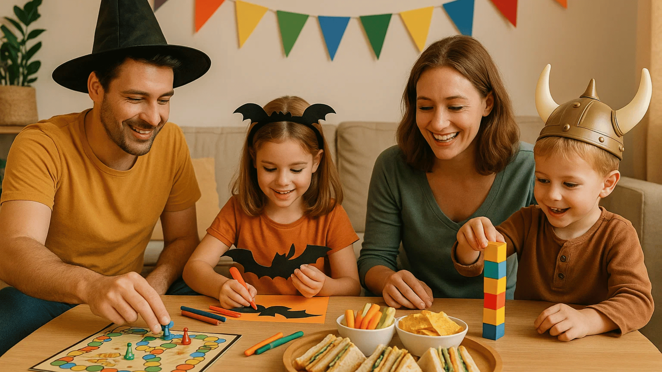 Gezin geniet samen van een themadag met spelletjes, knutselen en hapjes