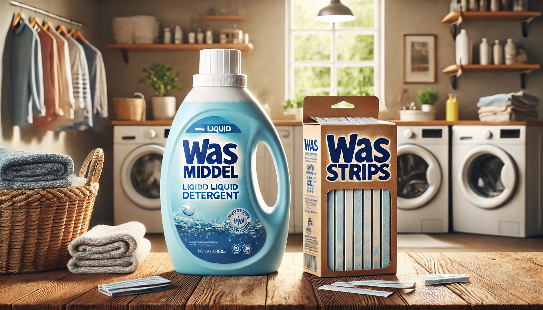 traditioneel wasmiddel en compacte wasstrips naast elkaar