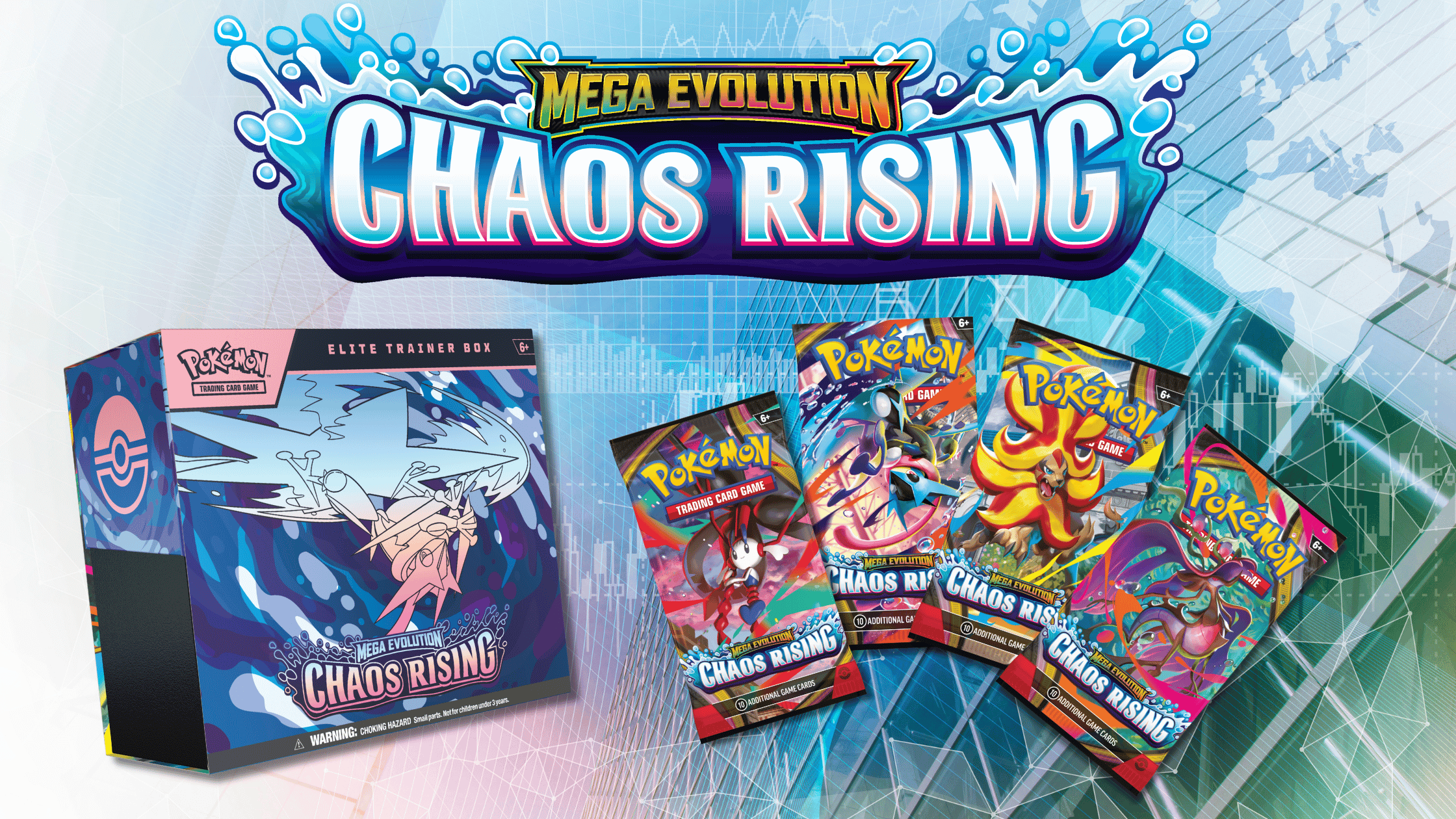 Pokémon TCG kaarten uit de uitbreiding Mega Evolution Chaos Rising met Mega Greninja ex