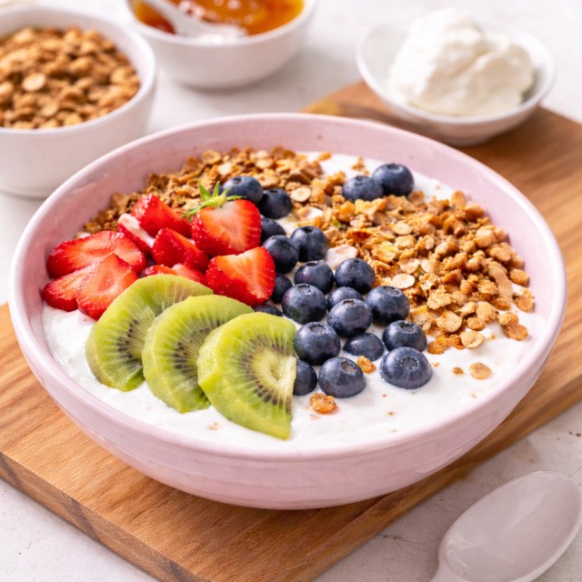 Yoghurt bowl met fruit en granola (AI)