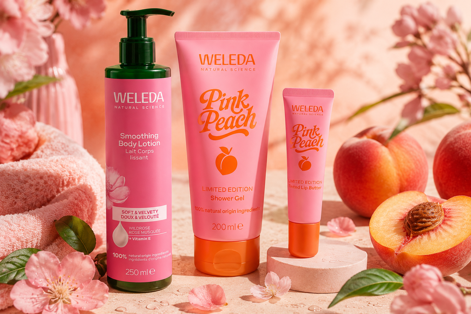 Weleda verzorgingsproducten voor Moederdag met body lotion douchegel en lip balm