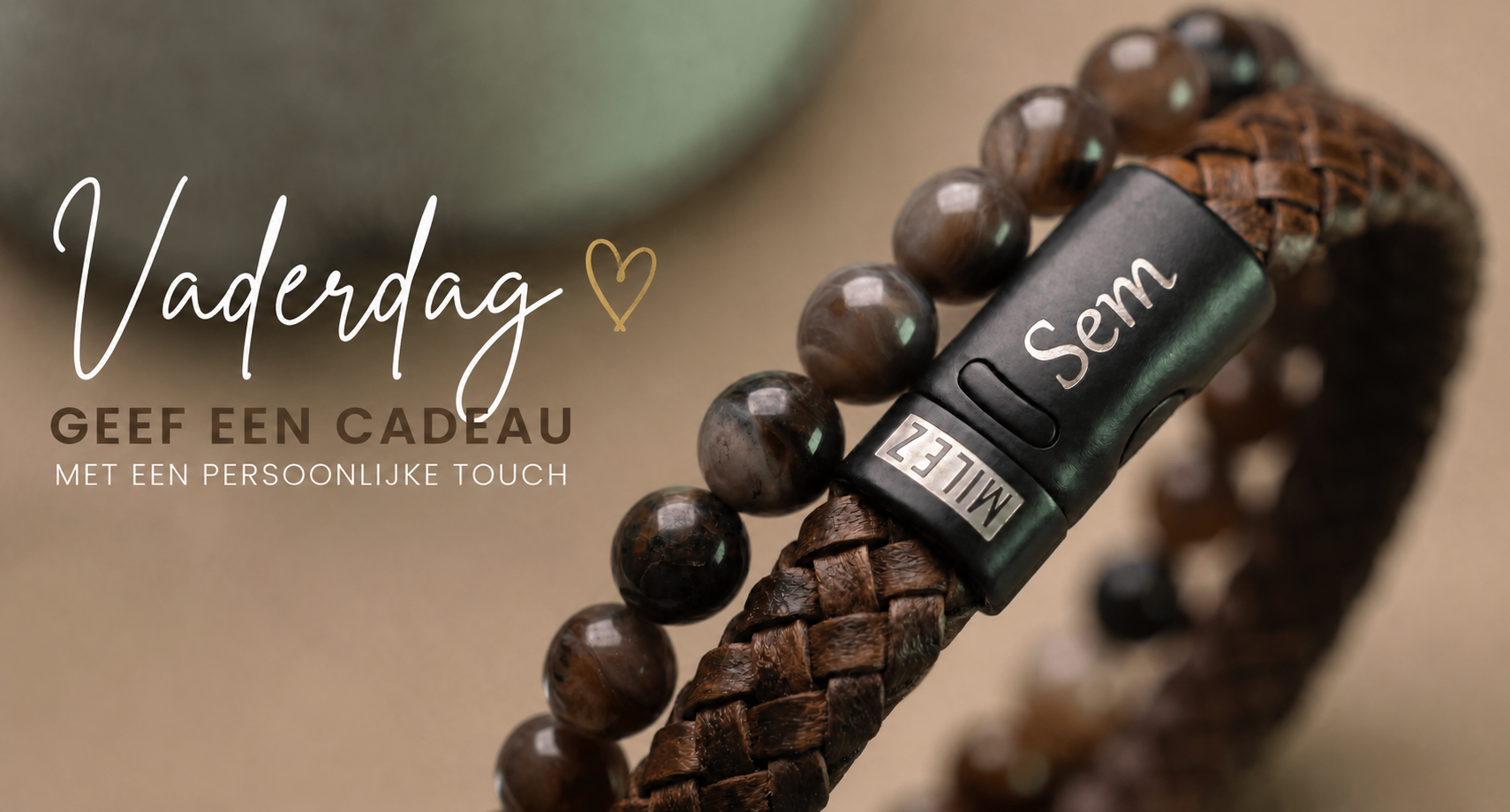 Bruine herenarmbandenset van Milez als persoonlijk Vaderdagcadeau
