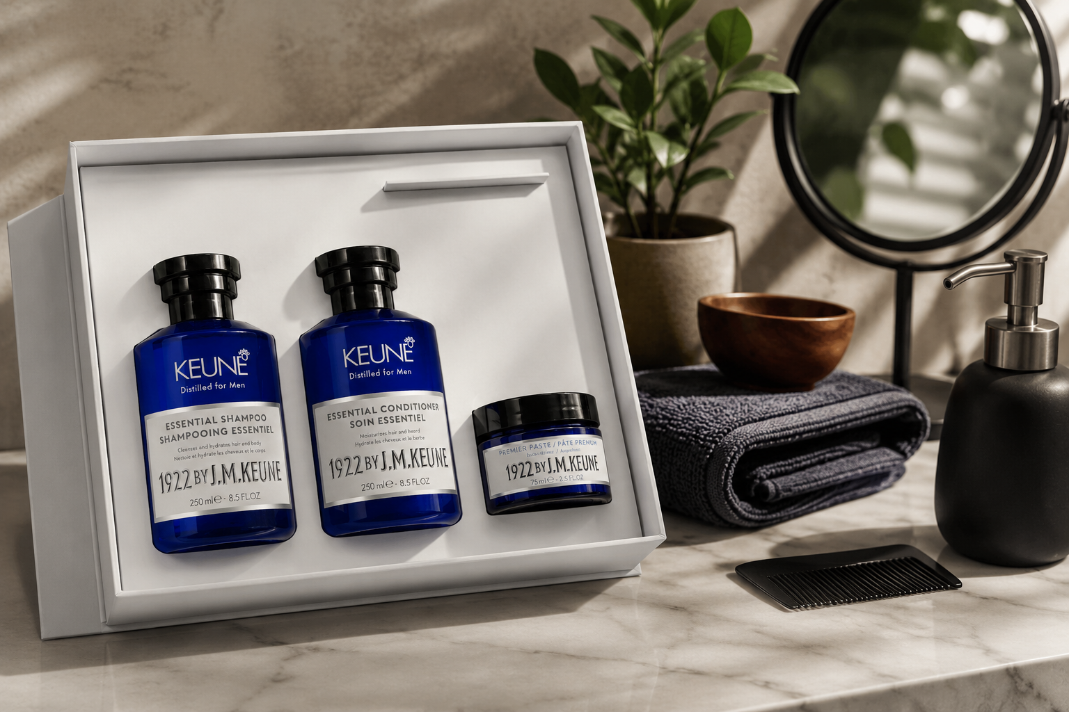 Keune MEN Refresh Gift Box met shampoo, conditioner en styling paste voor mannen