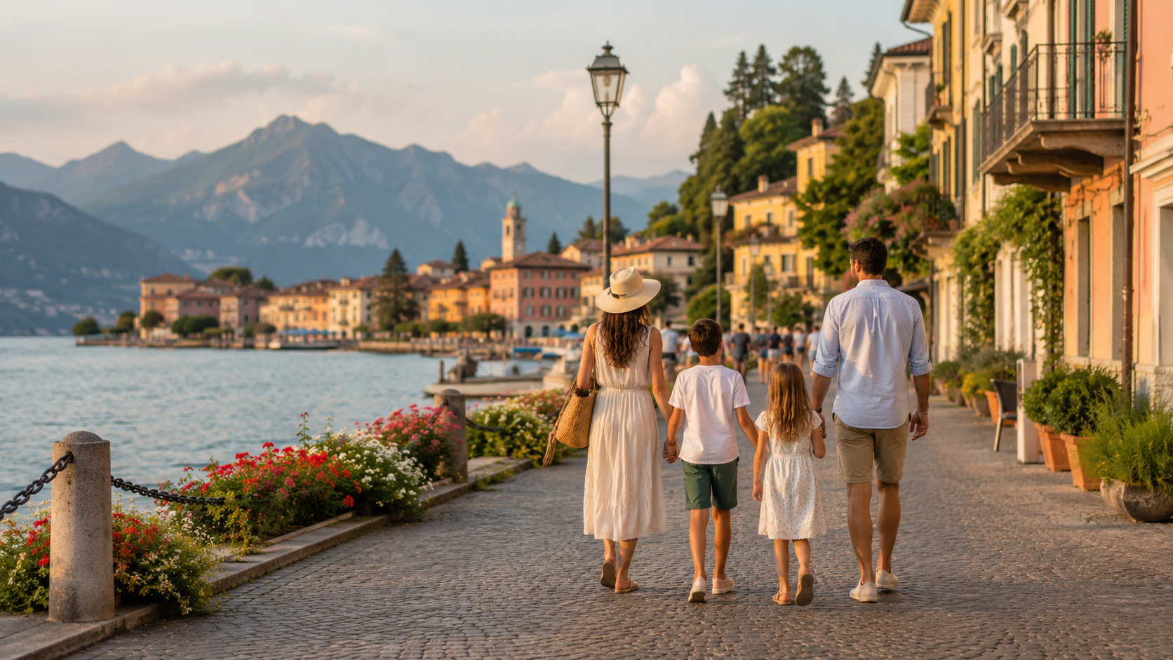 Gezin geniet ontspannen van een vakantie tijdens een reis door Europa