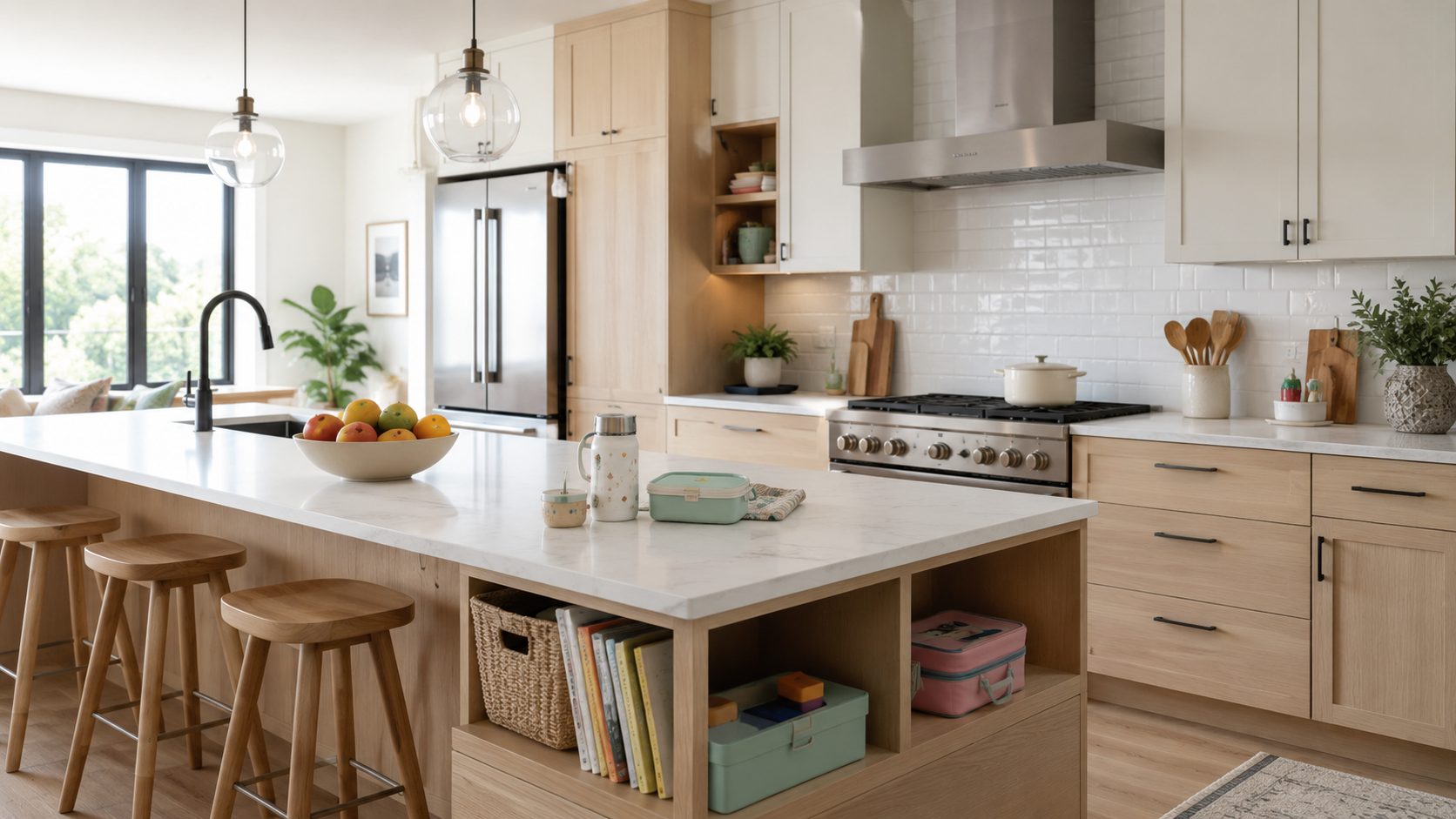 Moderne keuken die praktisch is ingericht voor een groeiend gezin