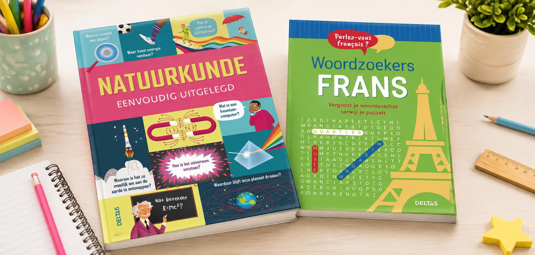 Natuurkunde eenvoudig uitgelegd en Woordzoekers Frans voor back to school