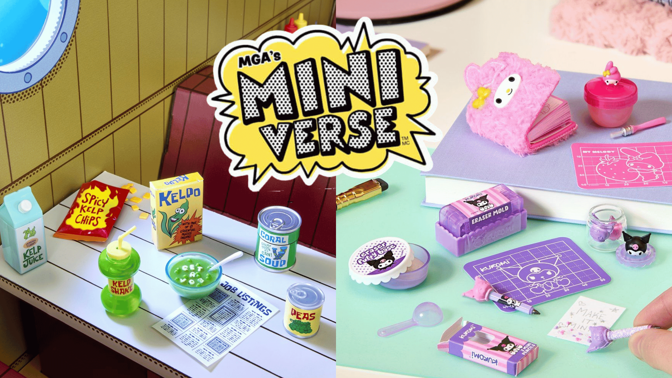 Miniverse sets met Hello Kitty and Friends en SpongeBob SquarePants miniaturen